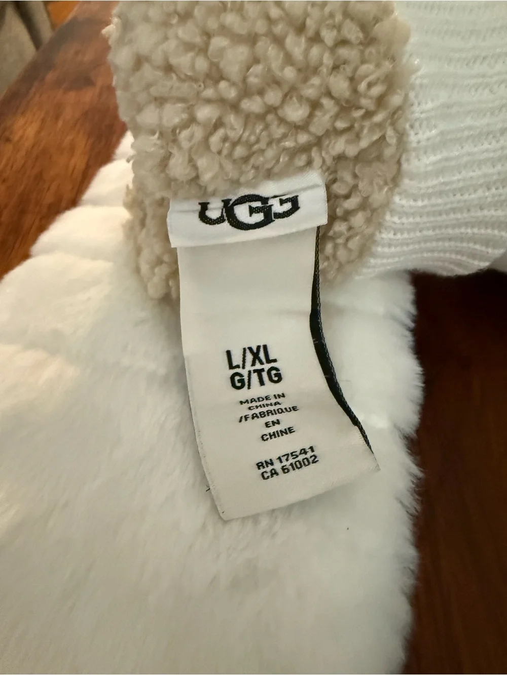 UGG White Faux Fur Quilted Mittens